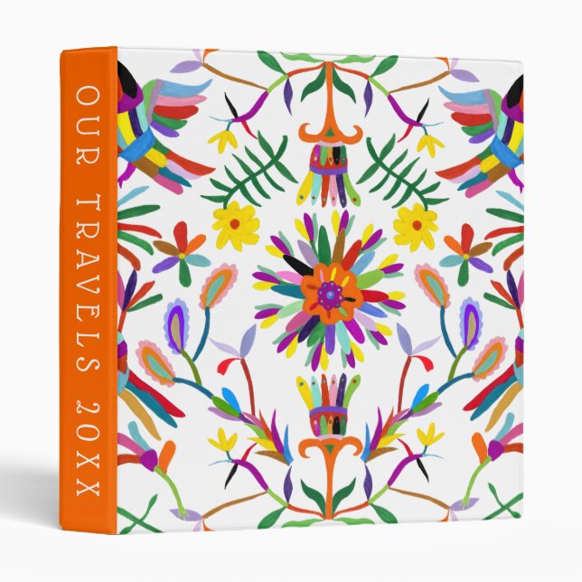 Add Your Text | Modern Otomi Design II 3 Ring Binder (Front/Spine)