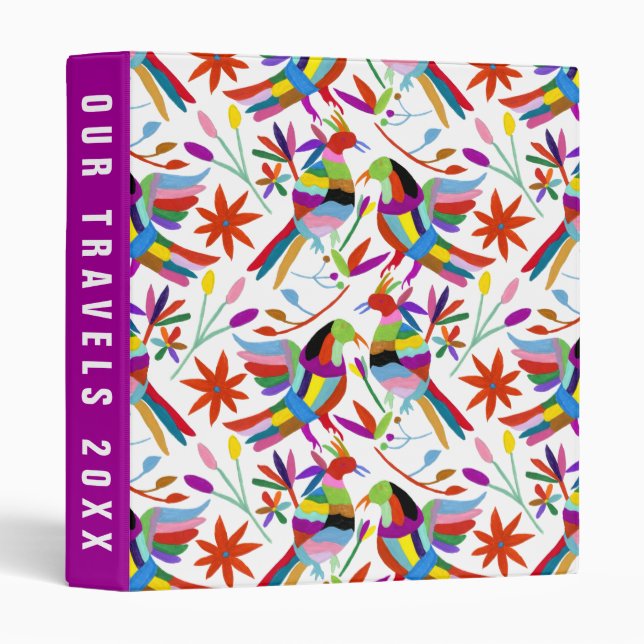 Add Your Text | Modern Otomi Design III 3 Ring Binder (Front/Spine)