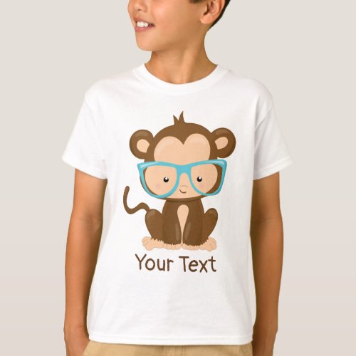 Add Your Text Monkey  Kids Hanes TAGLESS T_Shirt