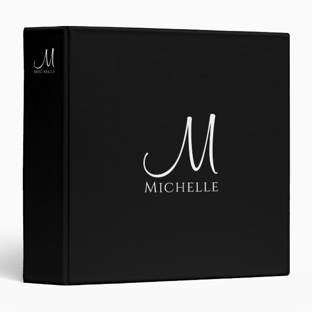 Add Your Text Monogram Initial Letter Template 3 Ring Binder (Front/Spine)