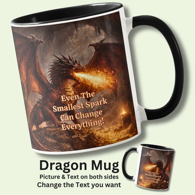 Add Your Text Name Fire Dragon In His Lair Mug (Creator Uploaded)