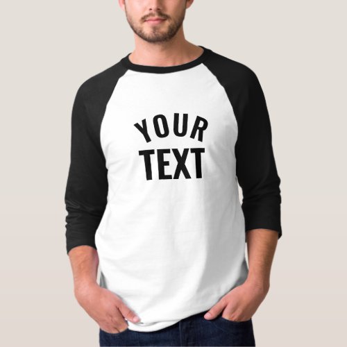 Add Your Text Name Mens Basic 34 Sleeve Raglan T_Shirt