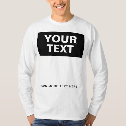 Add Your Text Name Photo Mens Modern Long Sleeve T_Shirt