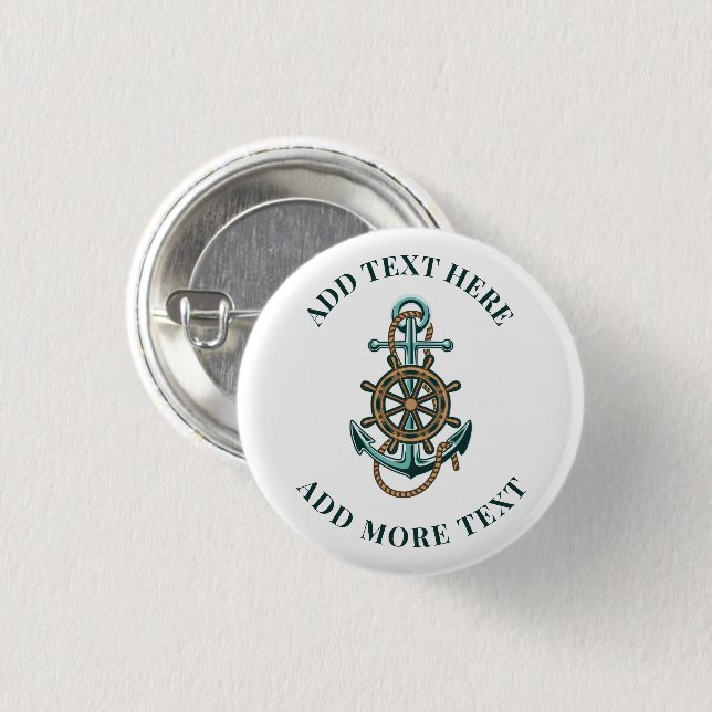 Add Your Text Nautical Anchor Theme Button (Front & Back)