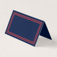 Add Your Text Navy Blue Double Salmon Pink Borders Place Card