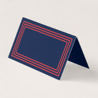 Add Your Text Navy Blue Triple Salmon Pink Borders Place Card