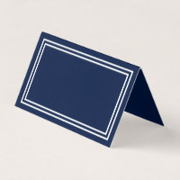 Add Your Text Navy Blue with Double White Borders Place Card