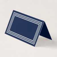 Add Your Text Navy Blue with Triple White Borders Place Card