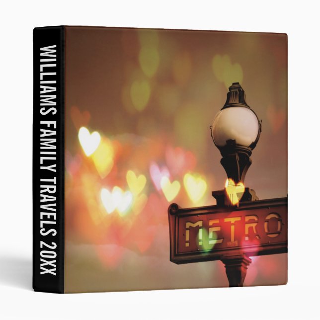 Add Your Text | Night Life Paris 3 Ring Binder (Front/Spine)