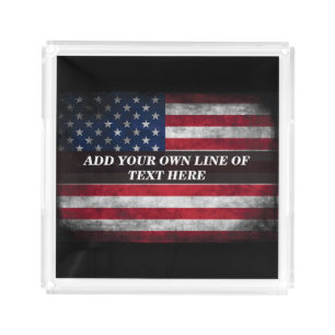 Add your text on American flag Acrylic Tray