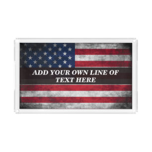 Add your text on American flag Acrylic Tray