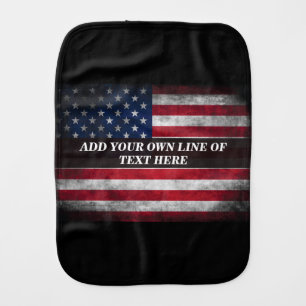 Add your text on American flag Baby Burp Cloth