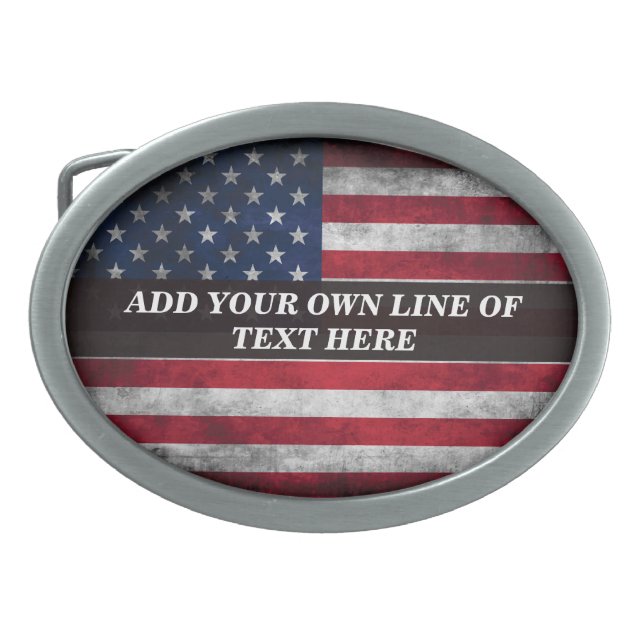 Add your text on American flag  Belt Buckle (Front)