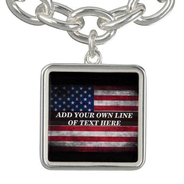Add your text on American flag  Bracelet (Design)