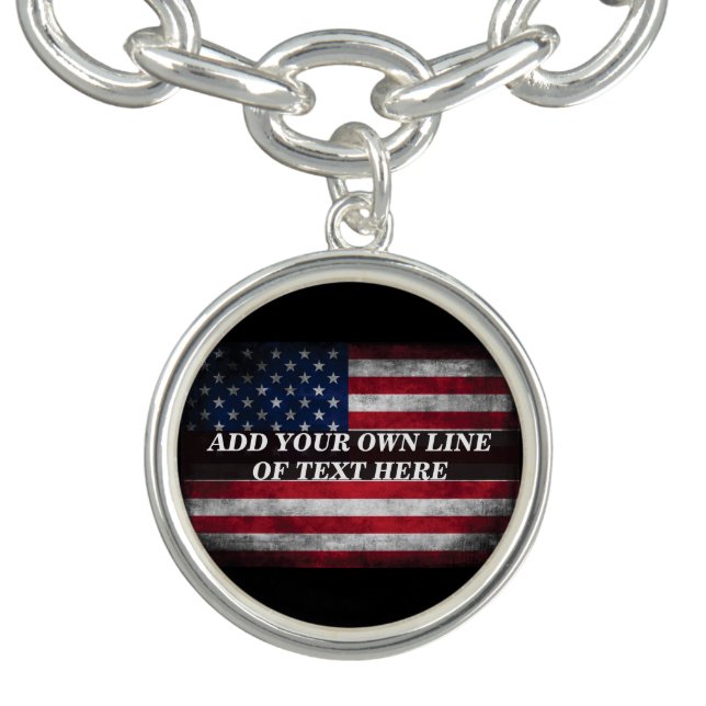 Add your text on American flag  Bracelet (Design)