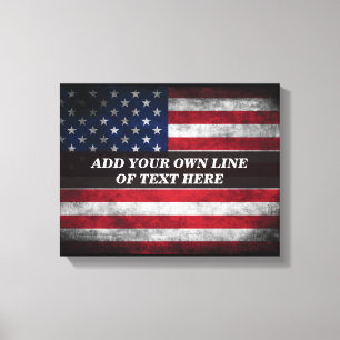 Add your text on American flag Canvas Print