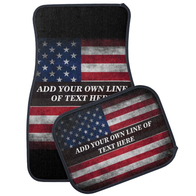 Add your text on American flag  Car Floor Mat (Set)