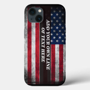 Add your text on American flag iPhone 13 Case