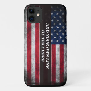 Add your text on American flag  iPhone 11 Case