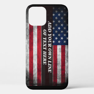 Add your text on American flag iPhone 12 Case