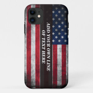 Add your text on American flag  iPhone 11 Case