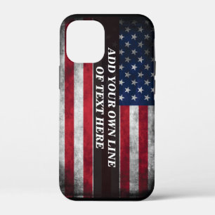 Add your text on American flag iPhone 12 Mini Case