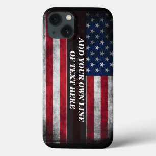 Add your text on American flag  iPhone 13 Case