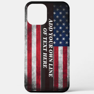 Add your text on American flag iPhone 12 Pro Max Case