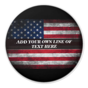 Add your text on American flag  Ceramic Knob
