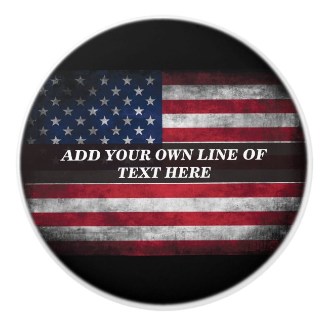 Add your text on American flag  Ceramic Knob (Front)