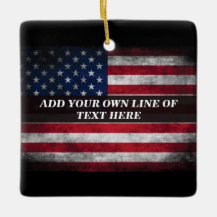 Add your text on American flag Ceramic Ornament
