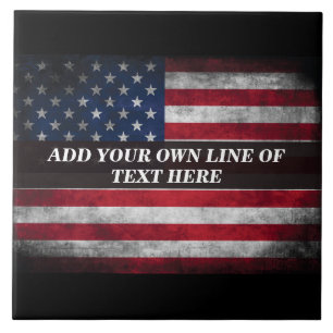 Add your text on American flag Ceramic Tile