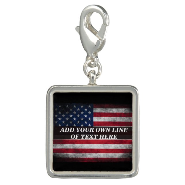 Add your text on American flag  Charm (Front)