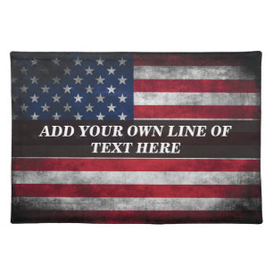 Add your text on American flag Cloth Placemat