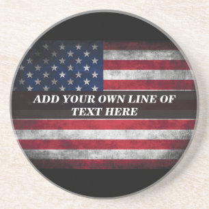 Add your text on American flag  Coaster