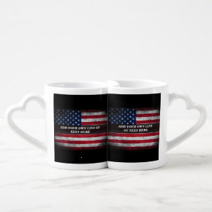 Add your text on American flag  Coffee Mug Set
