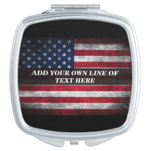 Add your text on American flag Compact Mirror