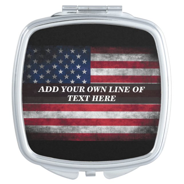 Add your text on American flag Compact Mirror (Front)