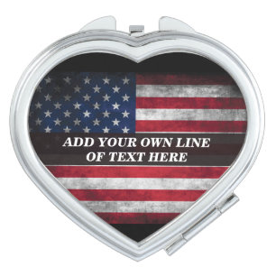 Add your text on American flag Compact Mirror