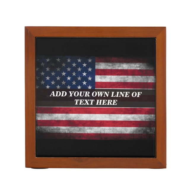 Add your text on American flag  Desk Organizer (Front)