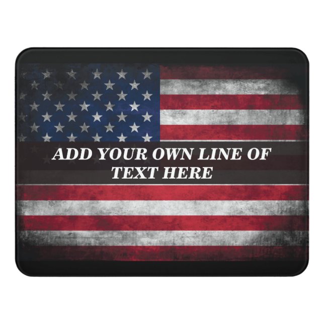 Add your text on American flag  Door Sign (Contemporary Front)