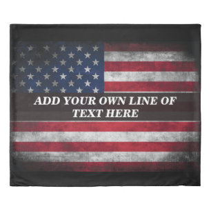 Add your text on American flag Duvet Cover