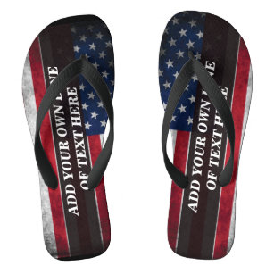 Add your text on American flag  Flip Flops