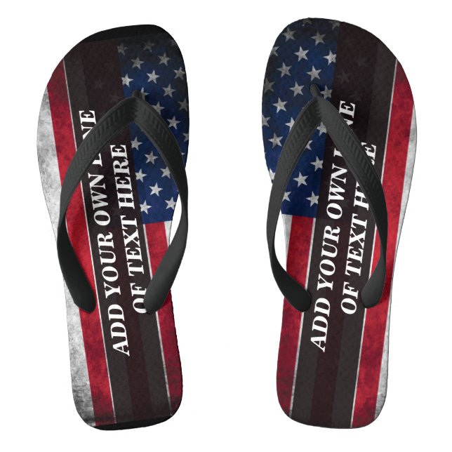 Add your text on American flag  Flip Flops (Footbed)