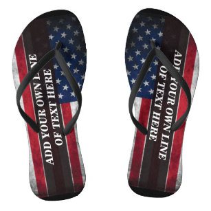 Add your text on American flag  Flip Flops