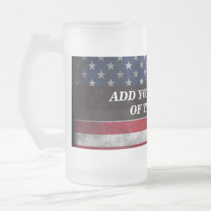 Add your text on American flag Frosted Glass Beer Mug