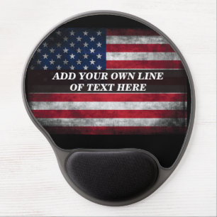 Add your text on American flag Gel Mouse Pad