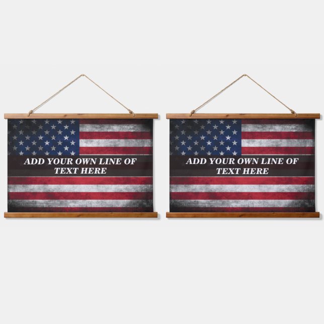 Add your text on American flag  Hanging Tapestry (Double)