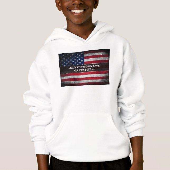 Add your text on American flag  Hoodie (Front)