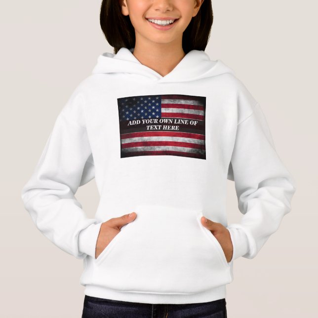 Add your text on American flag  Hoodie (Front)